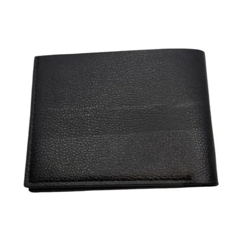 Wallet Mens Cowhide Embossed Short Wallet‎ Black